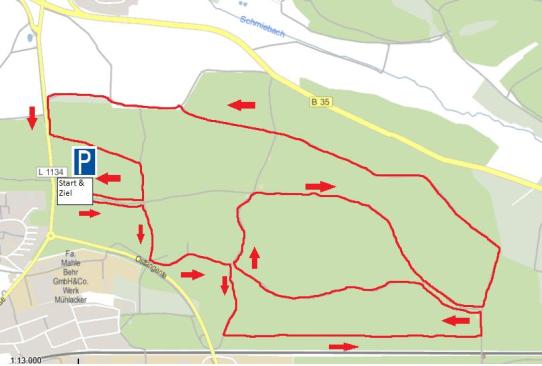 Übersichtsplan Laufstrecke 10 Kilometer