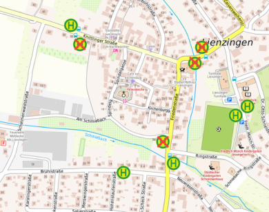 Plan Ersatzhaltestellen Friedensstrasse
